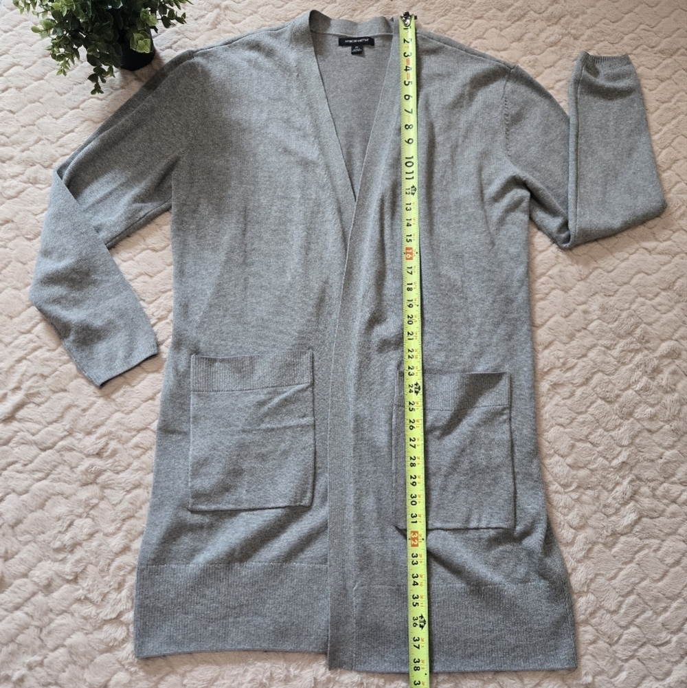 Mercer + Mettle Gray Refined Knit Open-Front Long Cardigan Sweater, Size XL - Picture 3 of 7